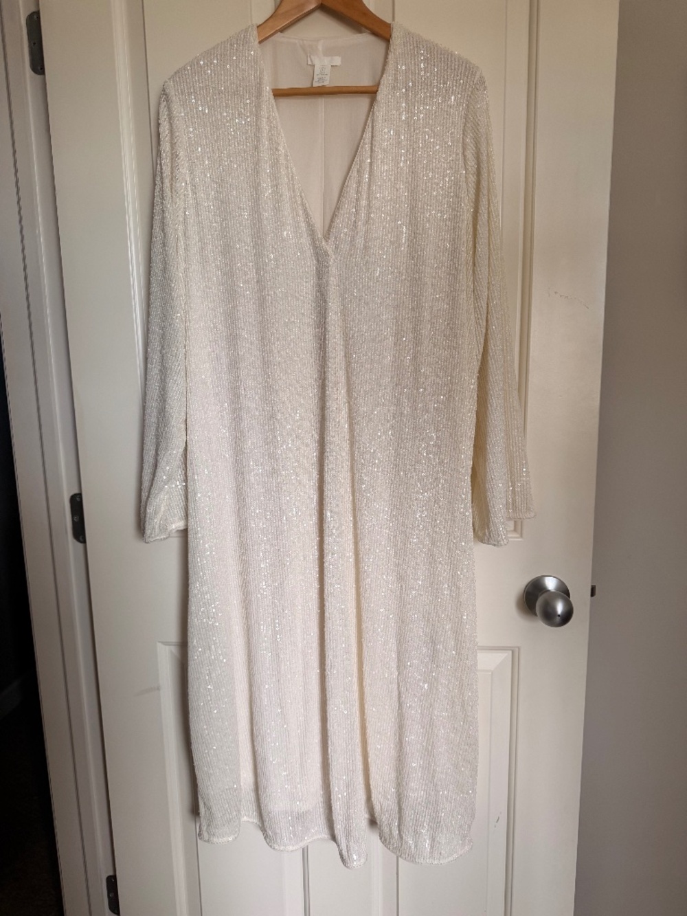 White Sequin Flowy Dress by H&M